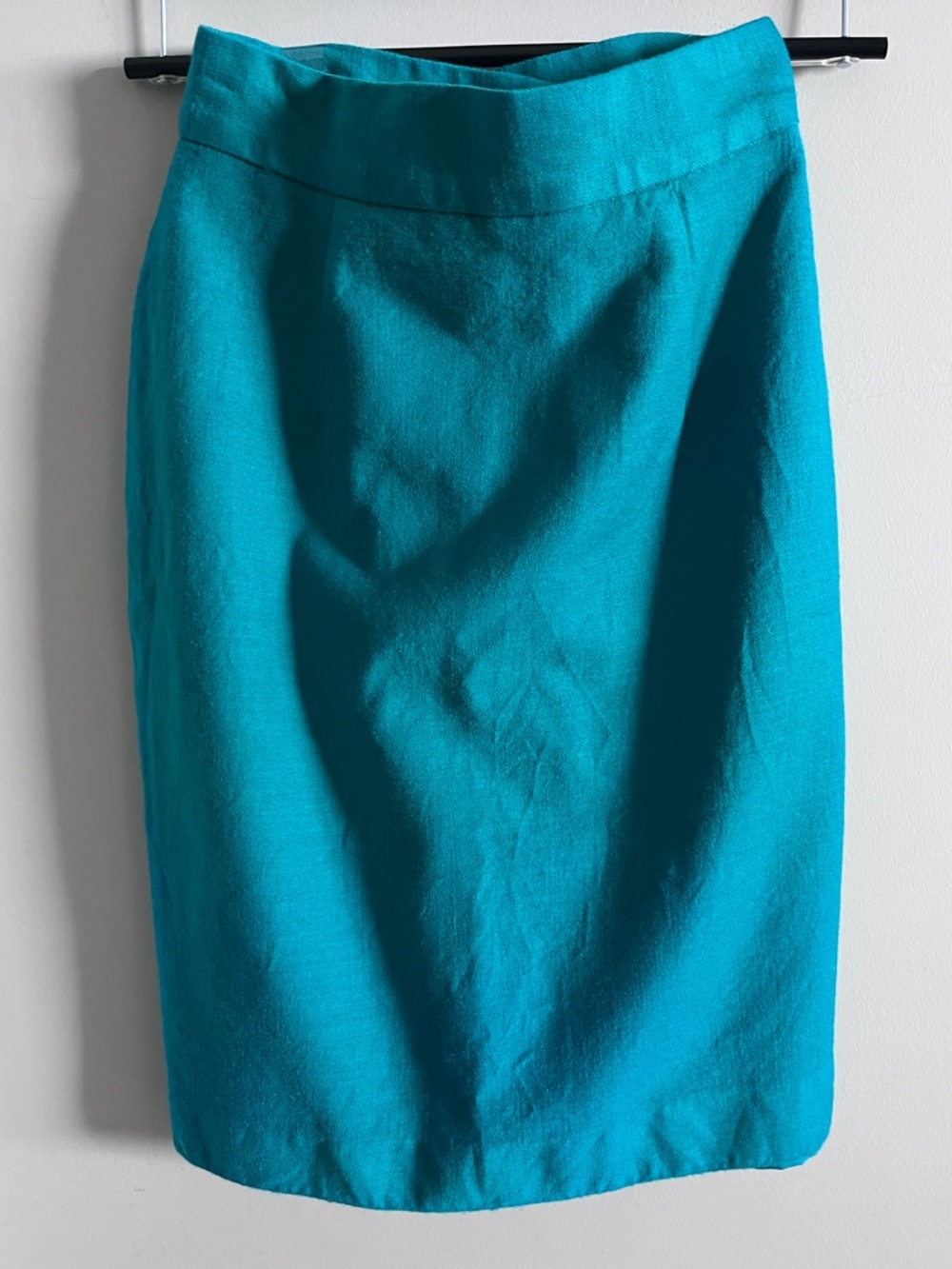 Vintage 90s Amoretti Dark Teal 100% Wool Pencil Skirt High Waist, Made in Canada